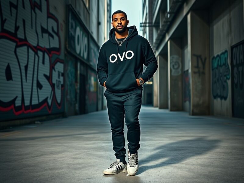 Drake promoting his OVO Sound and OVO Clothing brand